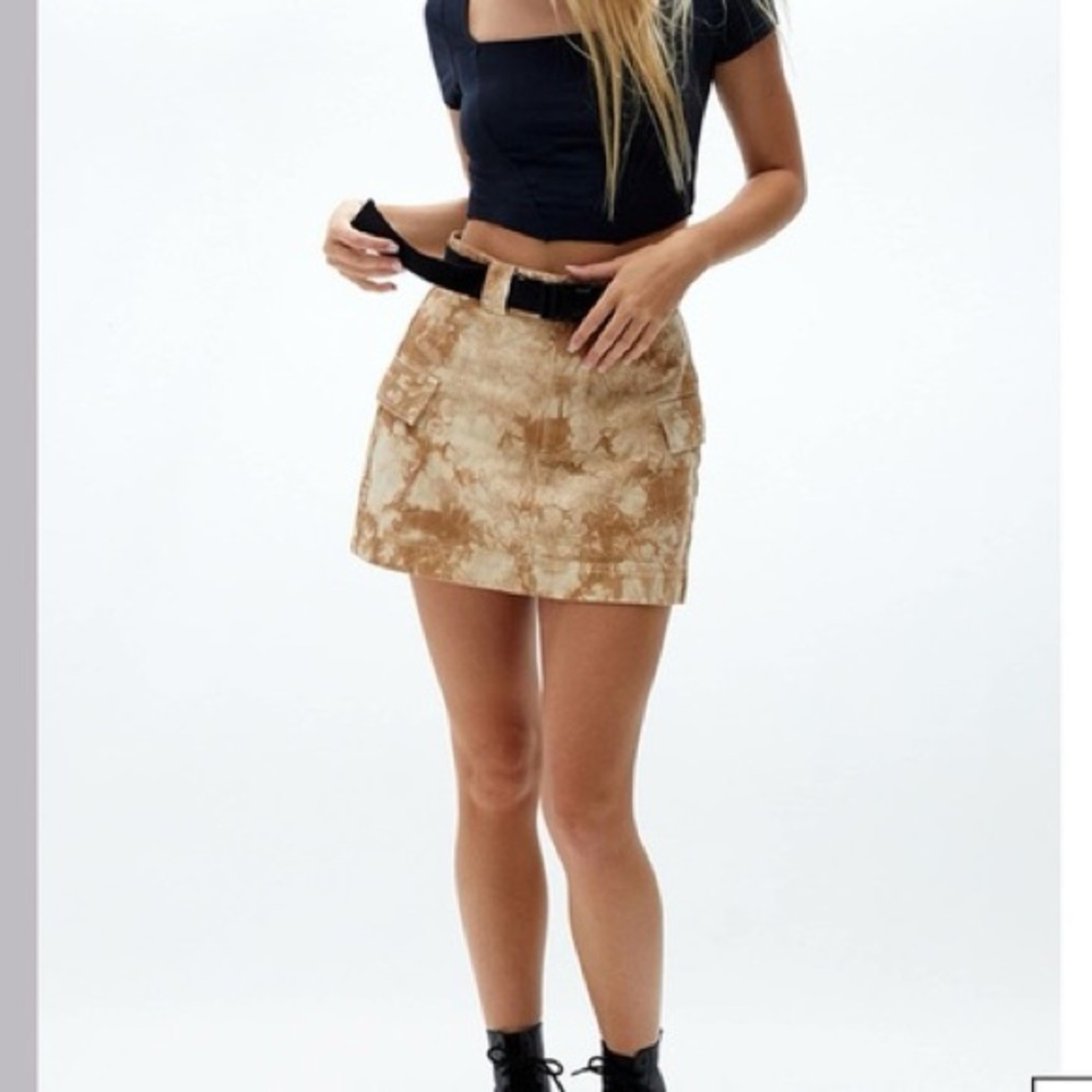 Pacsun Brown Belted Cargo Mini Skirt
